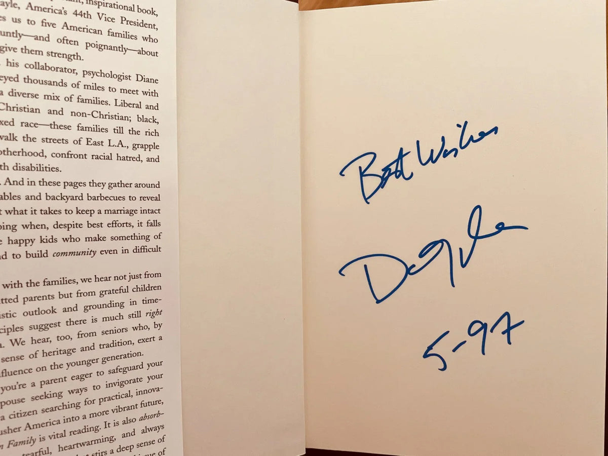 Dan Quayle autographed American Family book dated 5-97 - AutographsForSale.com
