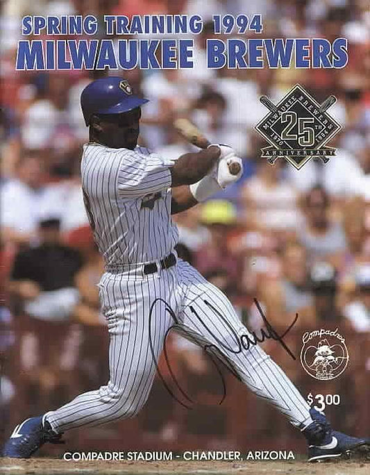 Greg Vaughn signed Brewers 1994 Spring Training program - AutographsForSale.com