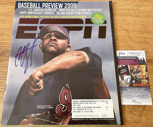 CC Sabathia signed Cleveland Indians 2008 ESPN magazine JSA - AutographsForSale.com