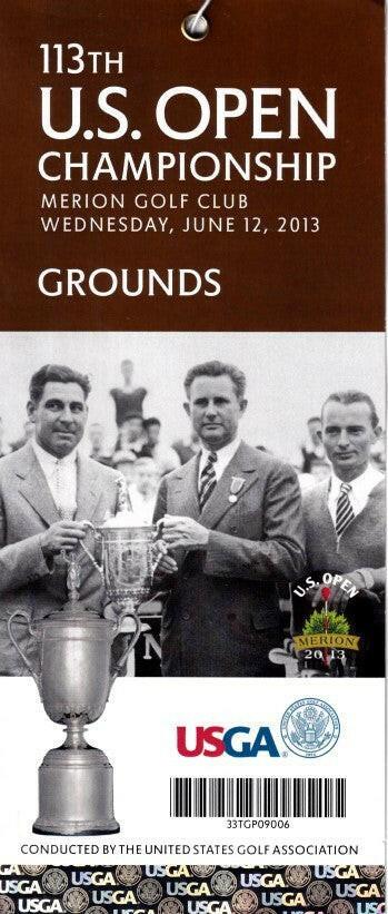 2013 US Open golf tournament Wednesday Grounds ticket Justin Rose Wins - AutographsForSale.com