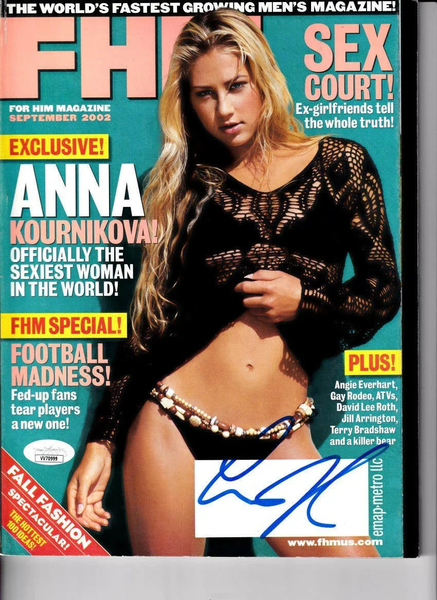 Anna Kournikova autographed 2002 FHM magazine with sexy bikini cover JSA - AutographsForSale.com