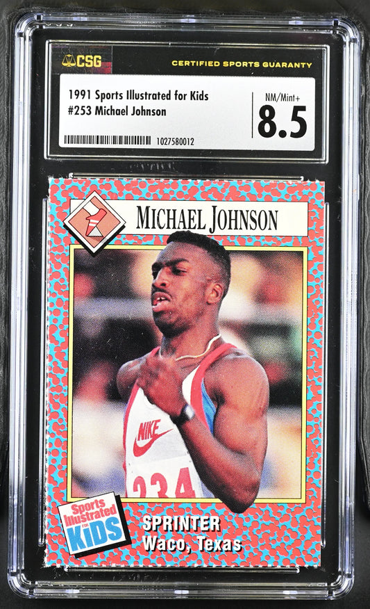 Michael Johnson 1991 Sports Illustrated for Kids Rookie Card CSG graded 8.5 NrMt-Mt+ - AutographsForSale.com