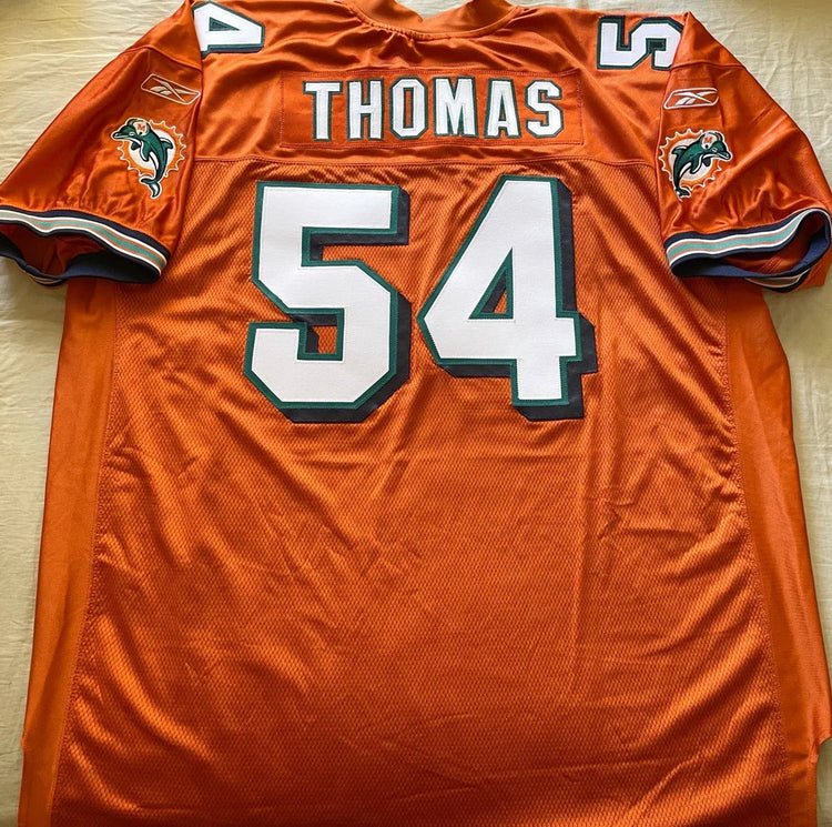 Zach Thomas Dolphins 2003 2004 Reebok game model orange jersey NEW - AutographsForSale.com