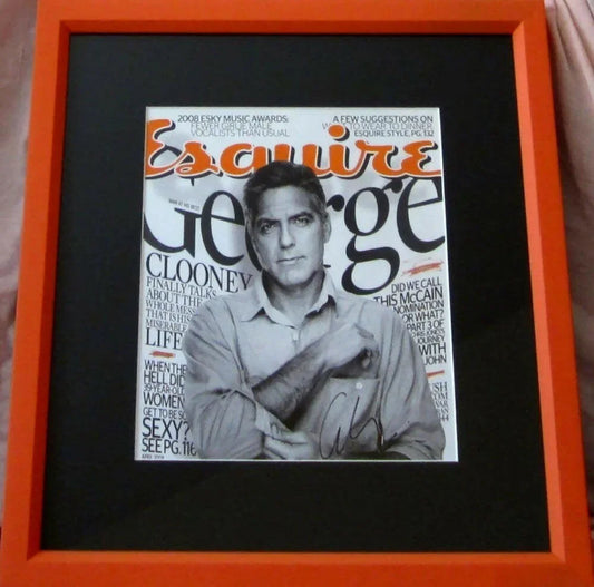 George Clooney autographed 2008 Esquire cover framed JSA - AutographsForSale.com