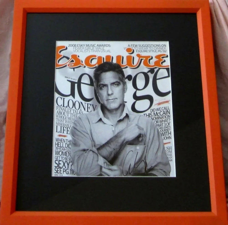 George Clooney autographed 2008 Esquire cover framed JSA - AutographsForSale.com