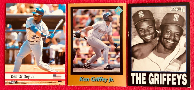 3 Ken Griffey Jr Mariners cards 1991 Tuff Stuff Jr 1991 Score Griffeys 1993 Fax Pax - AutographsForSale.com
