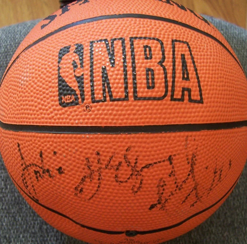 Michael Finley & Antonio McDyess signed NBA mini basketball Mavericks Nuggets - AutographsForSale.com