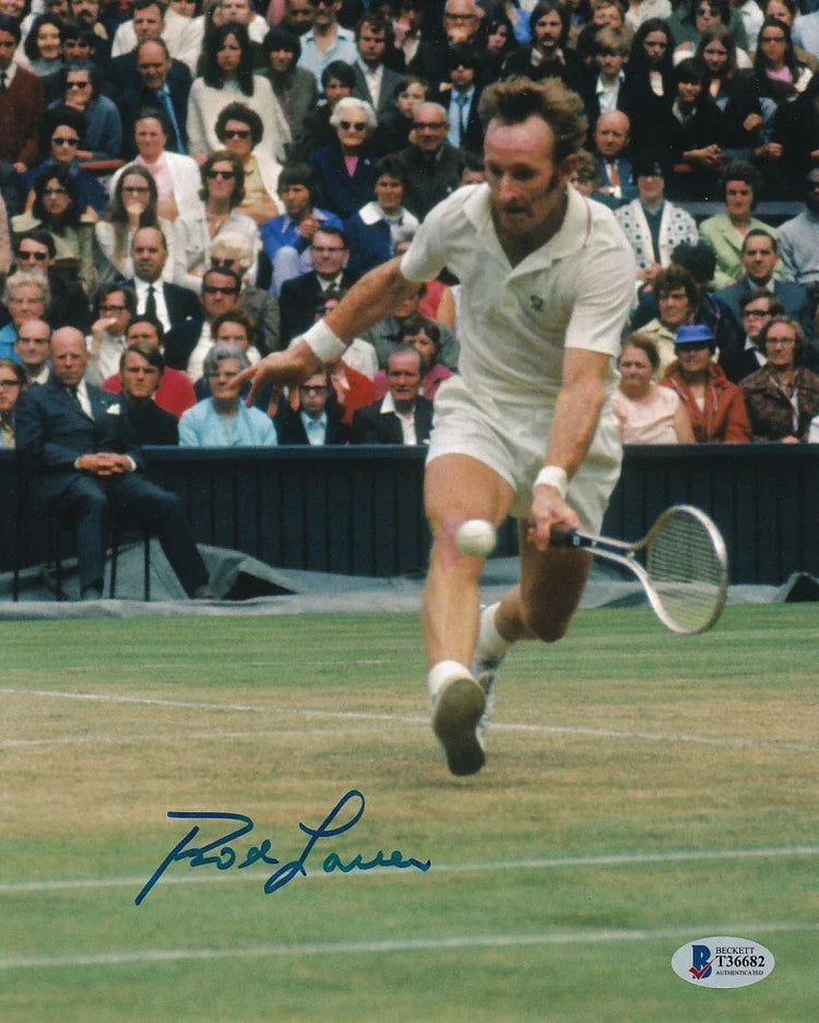 Rod Laver signed Wimbledon 8x10 action photo BAS certified - AutographsForSale.com