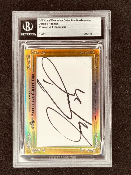 Jeremy Roenick 2013 Leaf Masterpiece Cut Signature certified signed card 1/1 JSA Blackhawks - AutographsForSale.com