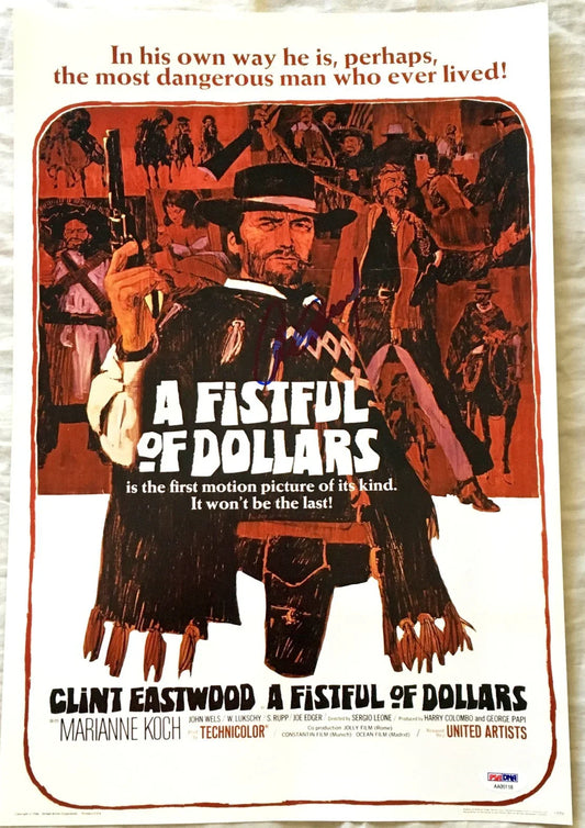 Clint Eastwood autographed A Fistful of Dollars movie poster 12x18 print PSA/DNA - AutographsForSale.com