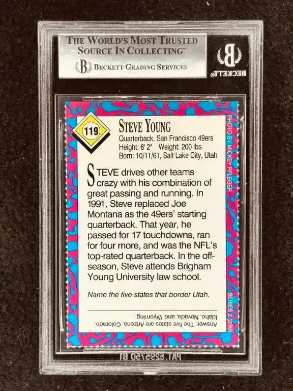 Steve Young autographed 49ers 1993 SI for Kids card BAS - AutographsForSale.com