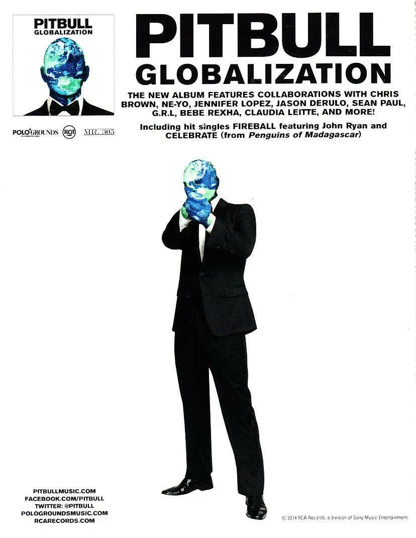 Pitbull Globalization 2014 album 5x7 promotional card - AutographsForSale.com