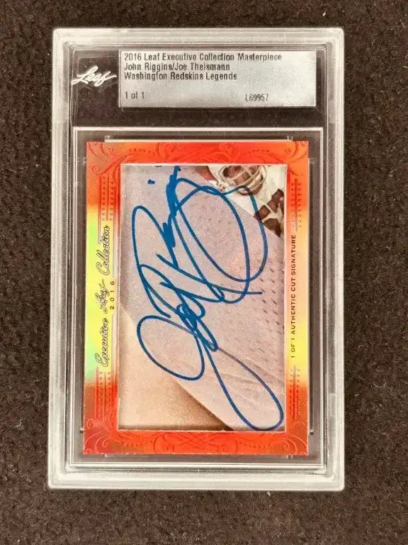 John Riggins & Joe Theismann 2016 Leaf Masterpiece Cut Signature certified signed card 1/1 JSA Redskins - AutographsForSale.com