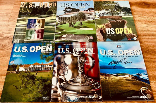 6 signed US Open golf programs Michael Campbell Lucas Glover Retief Goosen Lee Janzen Graeme McDowell - AutographsForSale.com