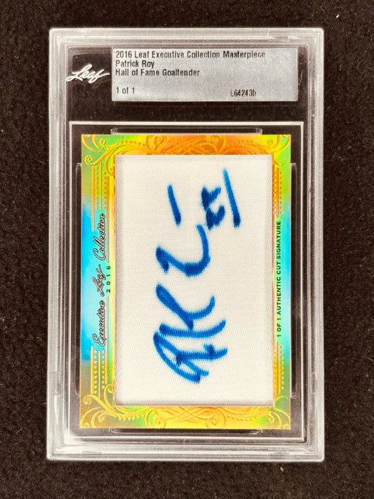 Patrick Roy 2016 Leaf Masterpiece Cut Signature certified signed card 1/1 JSA Canadiens Avalanche - AutographsForSale.com