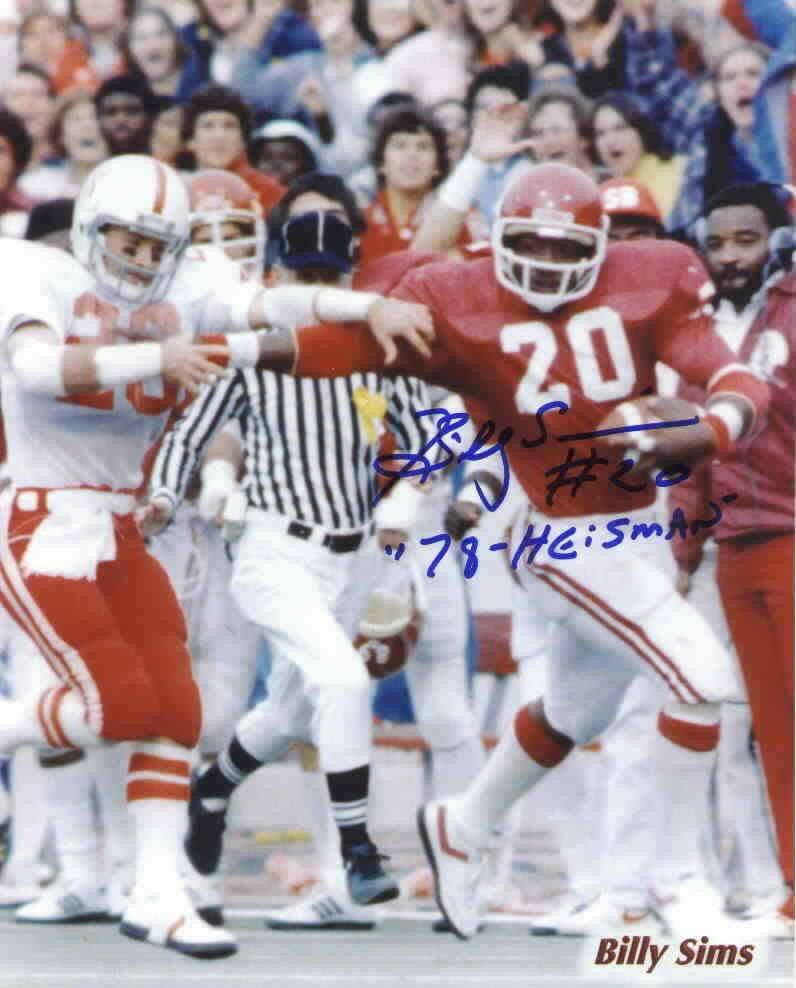 Billy Sims signed Oklahoma Sooners 8x10 photo with 78 Heisman - AutographsForSale.com