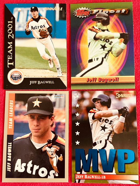 4 Jeff Bagwell Astros cards 1993 Fleer team Leaders Pinnacle team 2001 1994 Donruss MVP Finest - AutographsForSale.com