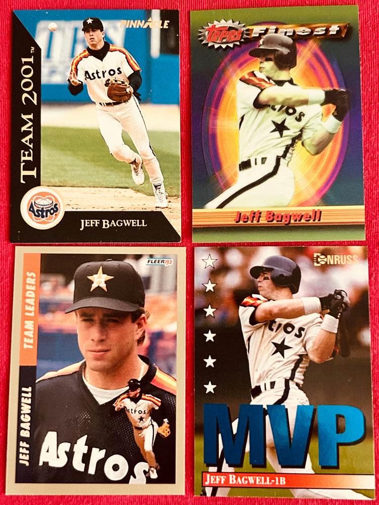 4 Jeff Bagwell Astros cards 1993 Fleer team Leaders Pinnacle team 2001 1994 Donruss MVP Finest - AutographsForSale.com
