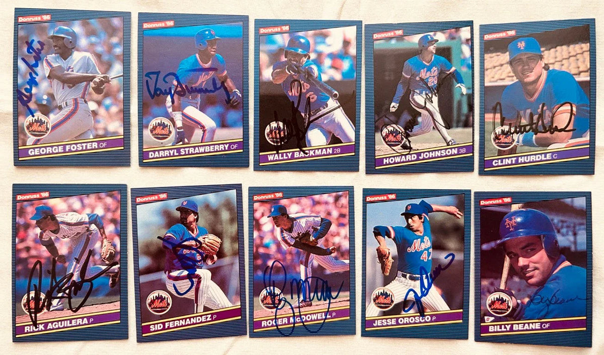 10 autographed 1986 Donruss Mets cards Sid Fernandez Darryl Strawberry Rick Aguilera - AutographsForSale.com