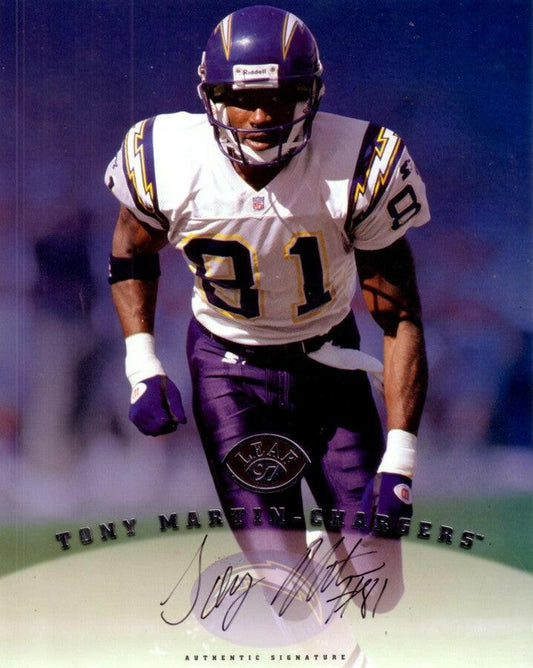 Tony Martin certified signed SD Chargers 1997 Leaf 8x10 card - AutographsForSale.com