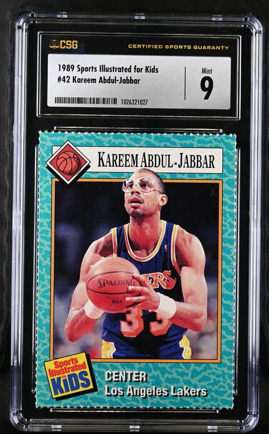 Kareem Abdul Jabbar Los Angeles Lakers 1989 Sports Illustrated for Kids card CSG 9 Mint - AutographsForSale.com