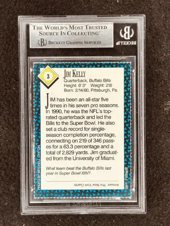 Jim Kelly signed Buffalo Bills 1992 SI for Kids card BAS - AutographsForSale.com