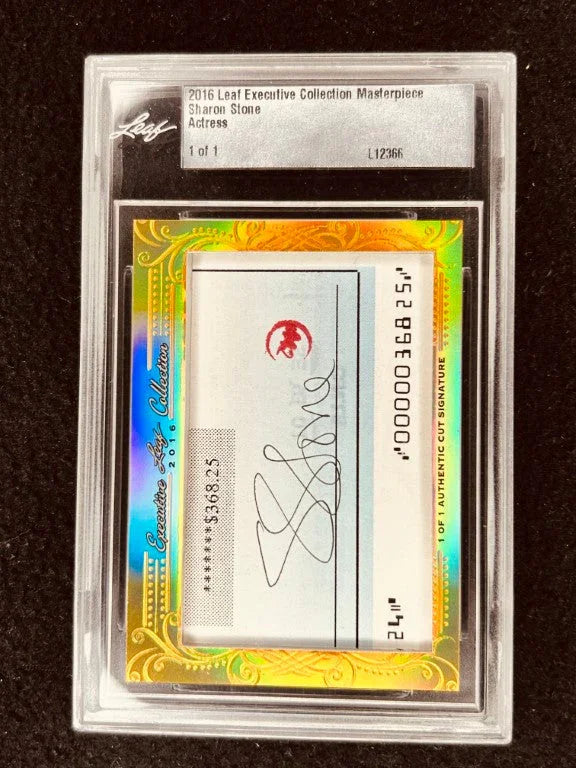 Sharon Stone 2016 Leaf Masterpiece Cut Signature certified signed card 1/1 JSA - AutographsForSale.com