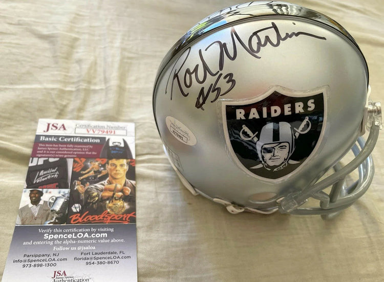 Jim Plunkett And Rod Martin autographed Oakland Raiders mini helmet JSA - AutographsForSale.com