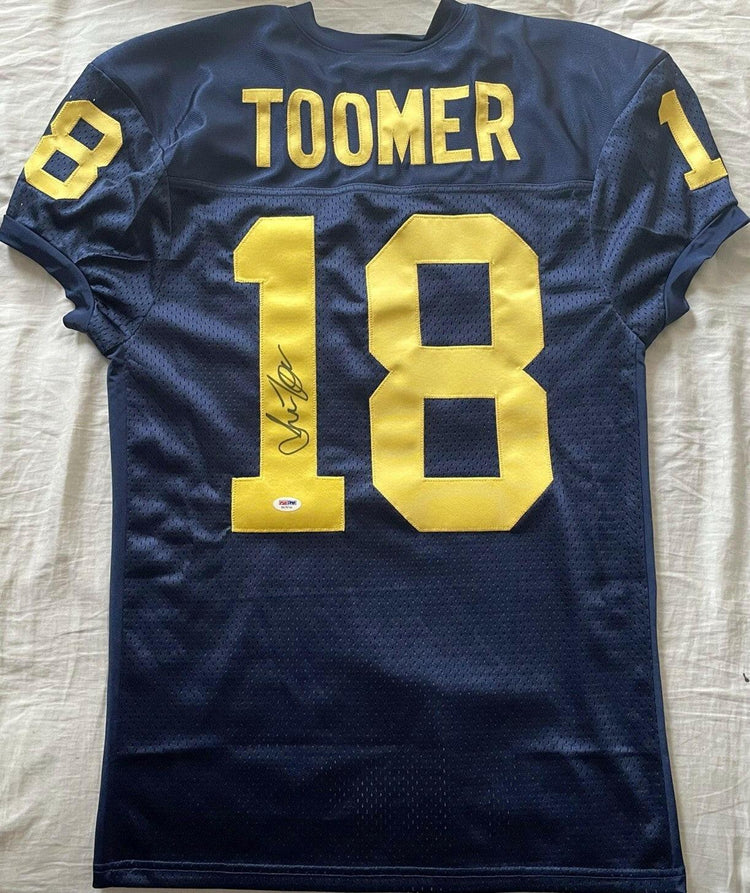Amani Toomer autographed Michigan Wolverines blue stitched jersey PSA/DNA - AutographsForSale.com