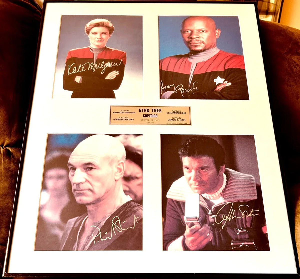 Star Trek Captains signed 8x10 photos framed William Shatner Patrick Stewart Avery Brooks Kate Mulgrew 138/200 - AutographsForSale.com