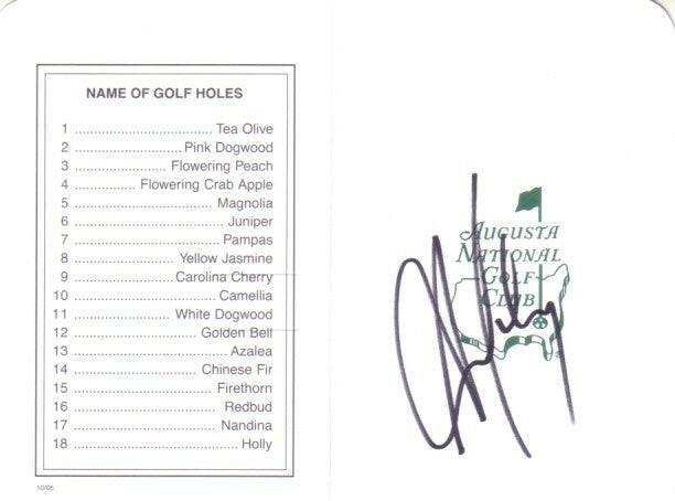 Aaron Baddeley autographed Augusta Masters scorecard - AutographsForSale.com