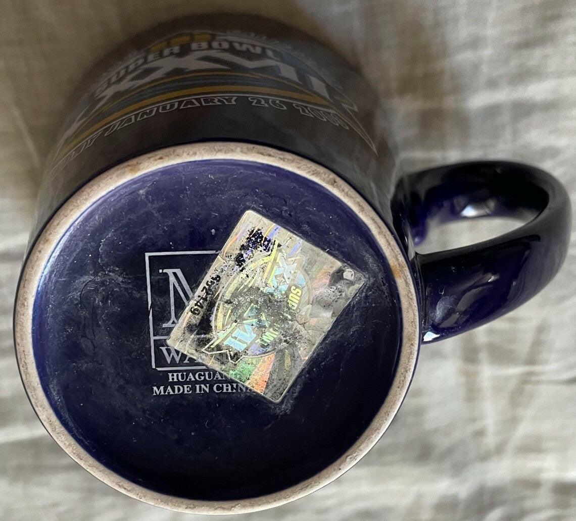 Super Bowl 37 logo blue spill resistant ceramic coffee mug Buccaneers Win - AutographsForSale.com