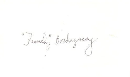 Frenchy Bordagaray autographed index card Brooklyn Dodgers - AutographsForSale.com