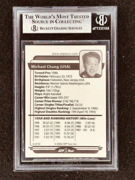Michael Chang 2000 ATP Tour tennis card BGS Graded 8.5 - AutographsForSale.com