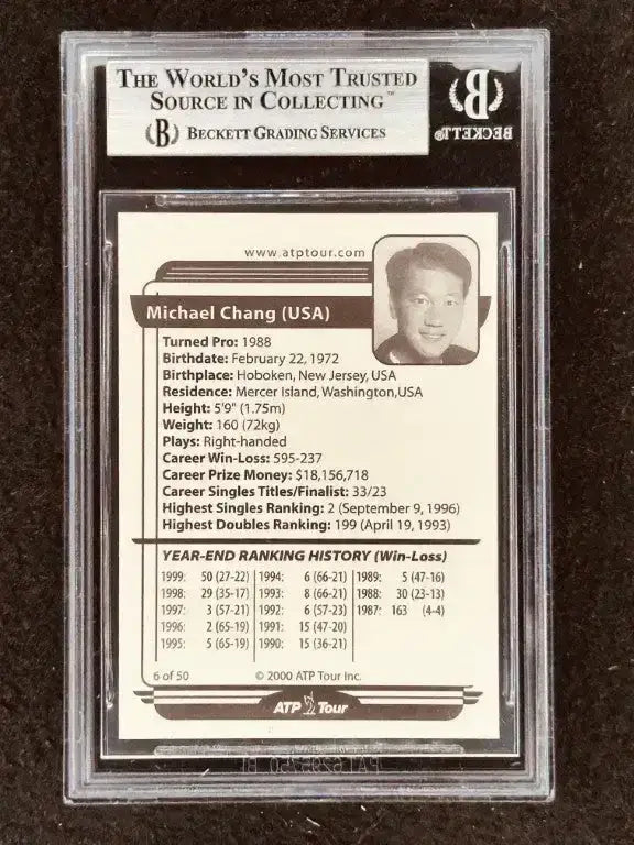 Michael Chang 2000 ATP Tour tennis card BGS Graded 8.5 - AutographsForSale.com