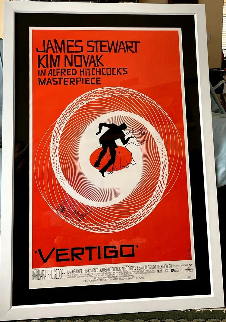 Kim Novak signed Vertigo full size 1996 movie poster framed JSA - AutographsForSale.com