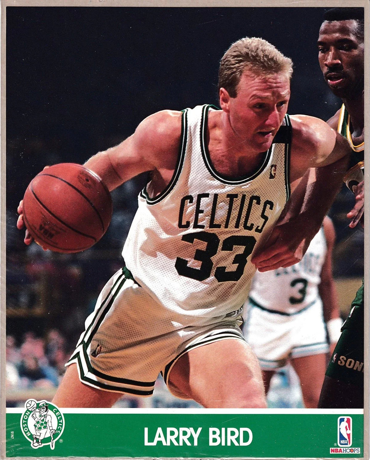 Larry Bird Boston Celtics 1990 NBA Hoops 8x10 photo card - AutographsForSale.com