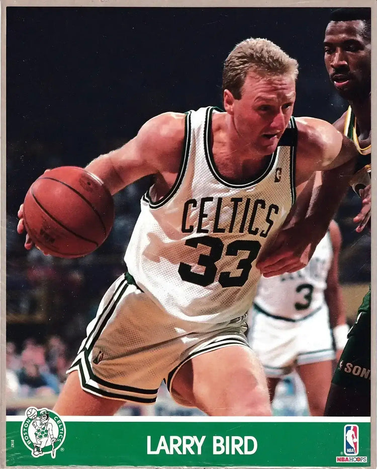 Larry Bird Boston Celtics 1990 NBA Hoops 8x10 photo card - AutographsForSale.com