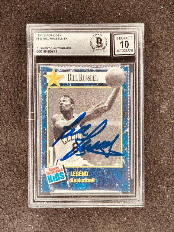 Bill Russell autographed Boston Celtics 1991 Sports Illustrated for Kids card BAS graded 10 - AutographsForSale.com