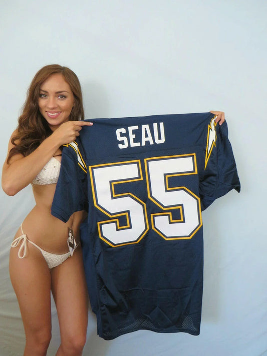 Junior Seau SD Chargers 1994 Starter game model blue jersey - AutographsForSale.com