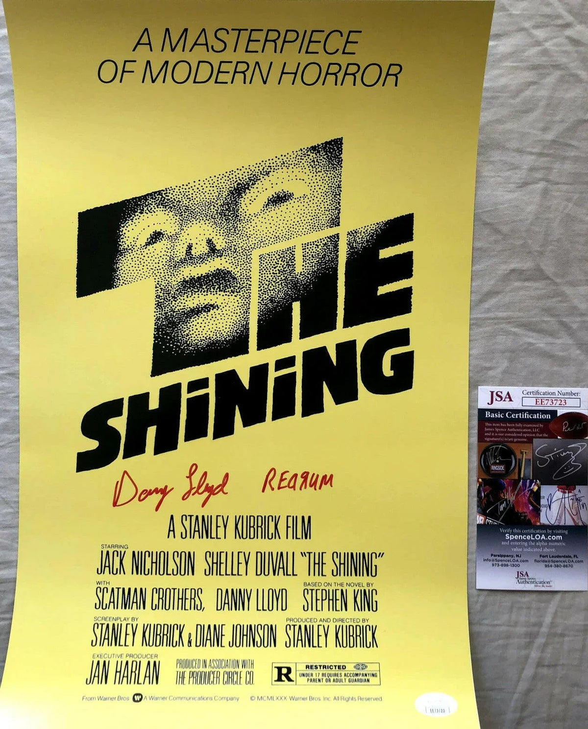 Danny Lloyd signed Shining mini poster with Redrum JSA - AutographsForSale.com