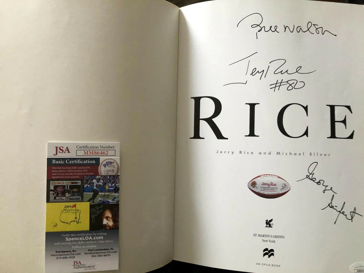 Jerry Rice Bill Walsh George Seifert signed RICE 49ers coffee table photo book JSA - AutographsForSale.com