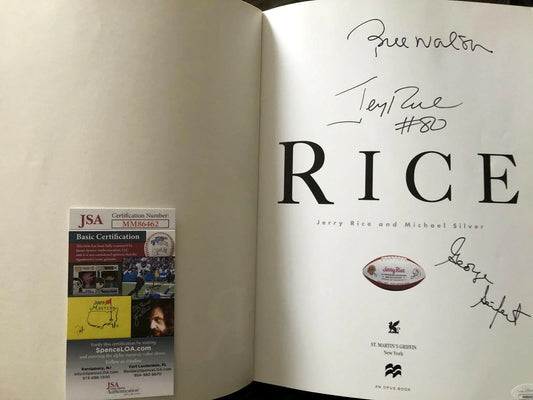 Jerry Rice Bill Walsh George Seifert signed RICE 49ers coffee table photo book JSA - AutographsForSale.com