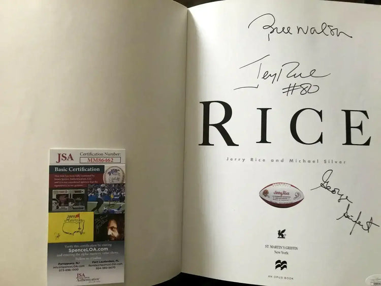 Jerry Rice Bill Walsh George Seifert signed RICE 49ers coffee table photo book JSA - AutographsForSale.com