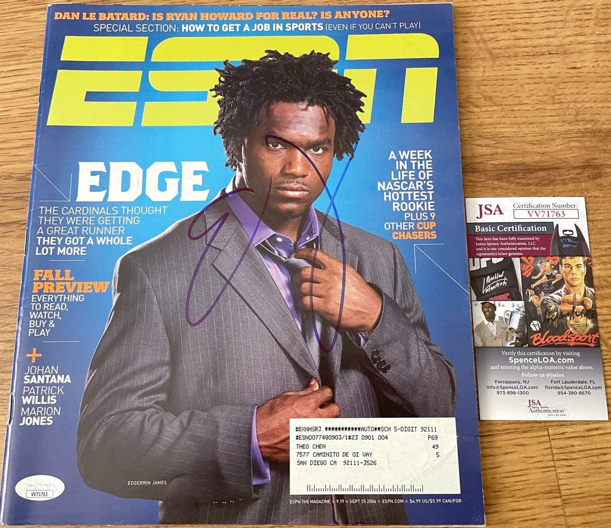 Edgerrin James signed 2006 ESPN magazine JSA Arizona Cardinals Colts - AutographsForSale.com