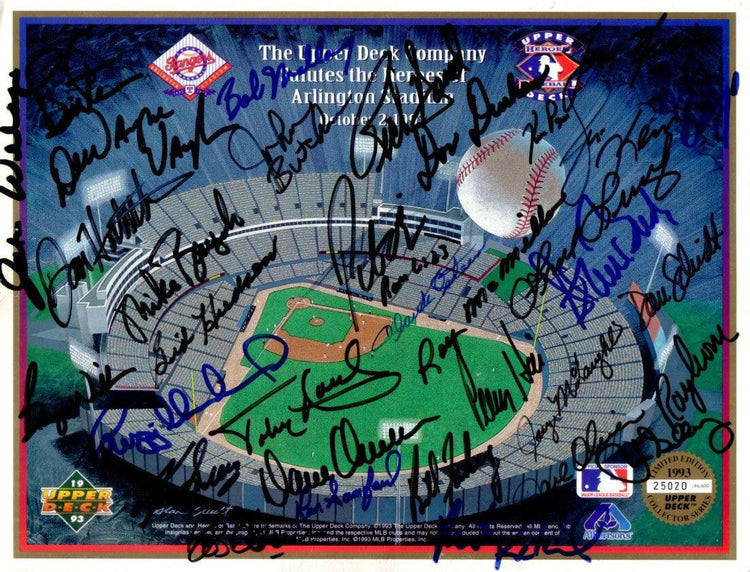 34 Texas Rangers signed 1993 Upper Deck card sheet Toby Harrah Pete O'Brien Jim Sundberg - AutographsForSale.com