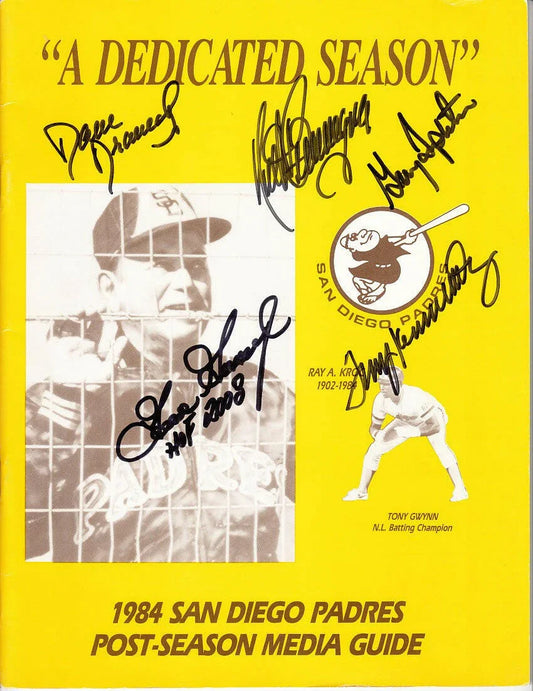 1984 San Diego Padres autographed Postseason Media Guide (Goose Gossage Dave Dravecky Terry Kennedy Garry Templeton) - AutographsForSale.com