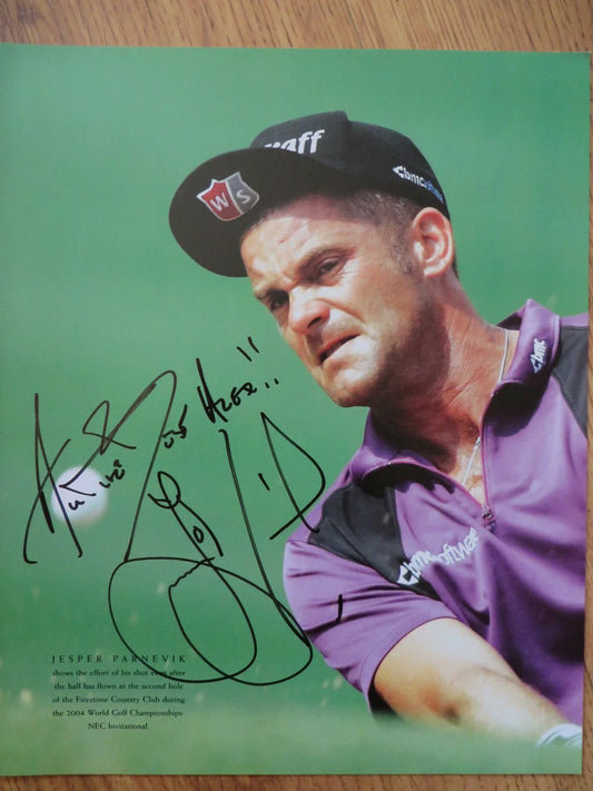 Jesper Parnevik signed 10x12 golf book photo inscribed to Alex Tom - AutographsForSale.com