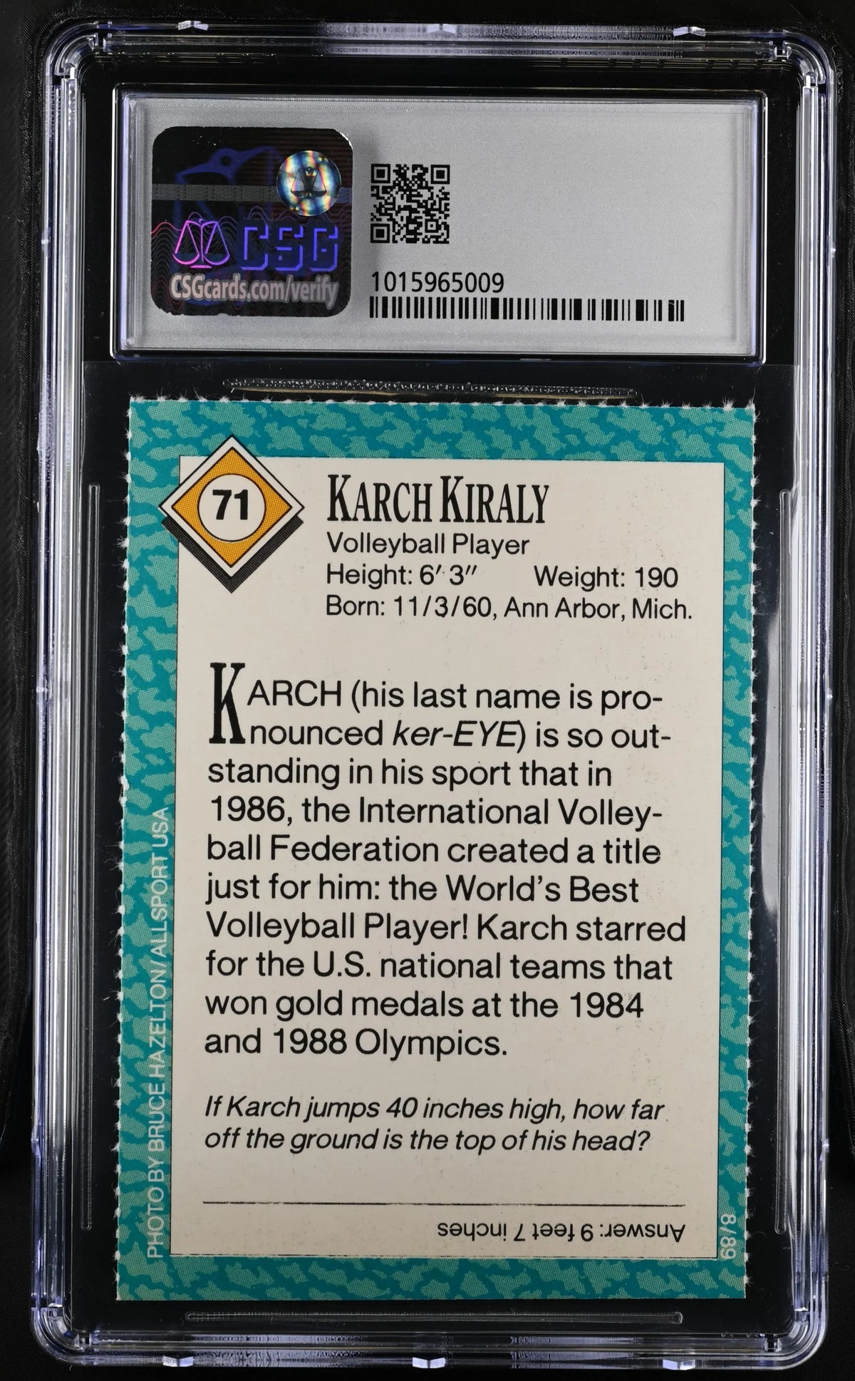 Karch Kiraly 1989 SI for Kids volleyball card CSG 8 NmMt - AutographsForSale.com