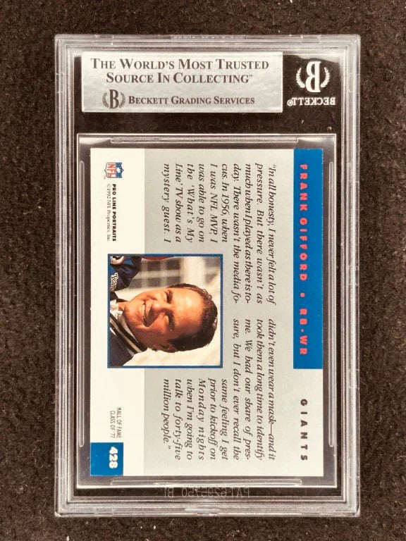 Frank Gifford signed Giants 1992 Pro Line card BAS slabbed - AutographsForSale.com